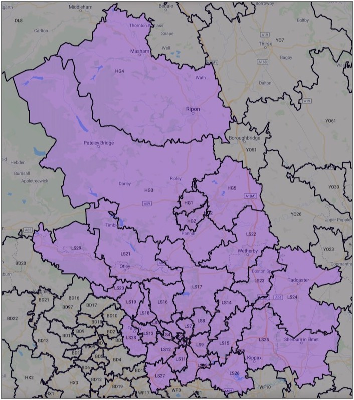 Postcode areas covered by KISS driving instructor Diane Chapman in Yorkshire